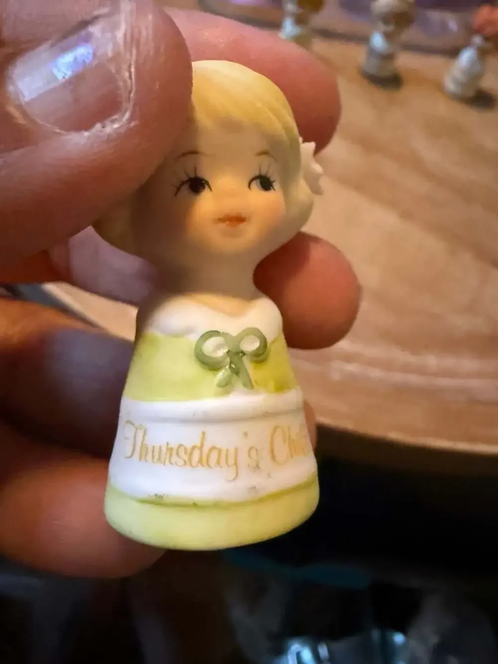 Enesco Days of the Week Porcelain Thimbles Set